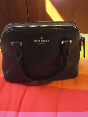 kate spade Black Pebbled Leather Double-Zip Satchel